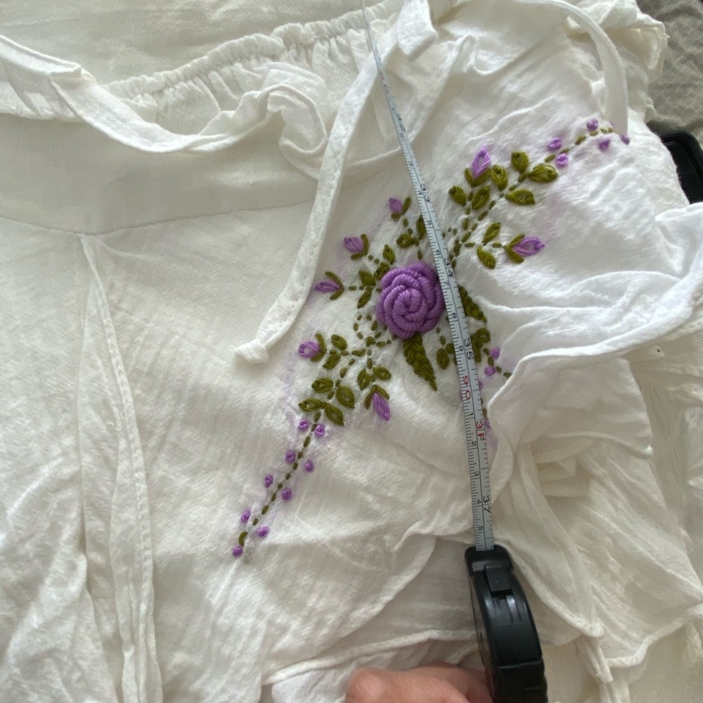 White Cotton Dress with Hand Embroidery - Picture 11 of 12